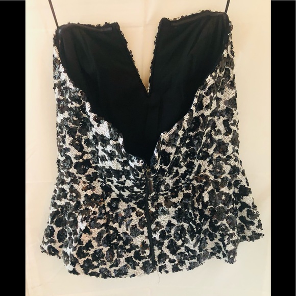 GUESS Brand Gently Used Bustier Corset Top Leopard Sequin Peplum size Large L - Picture 5 of 5